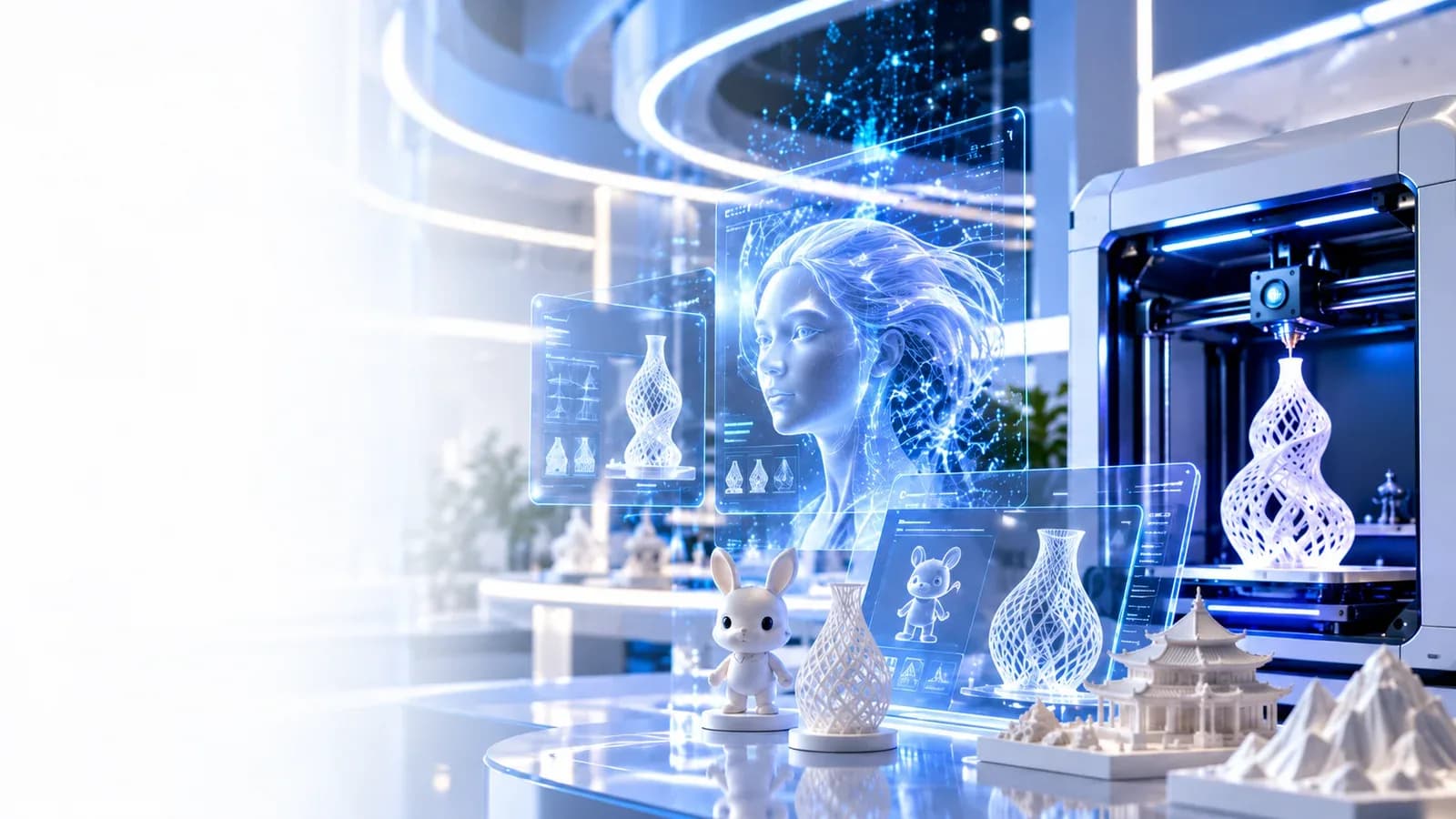 数字文创与三维制造场景，AI 生成概念配图