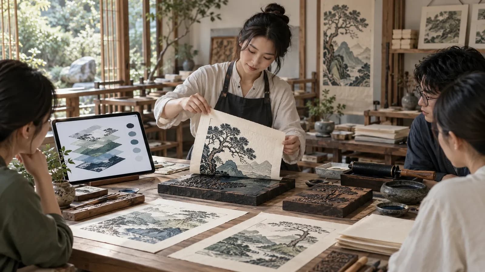 非遗传承与数字美育融合方案，AI 生成概念配图